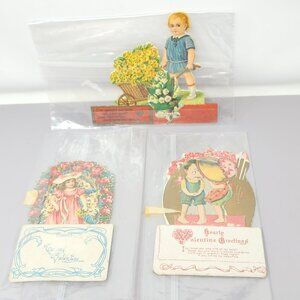Vintage Die-Cut Valentines‎ Day Cards - Set Of 3 Made In Germany
